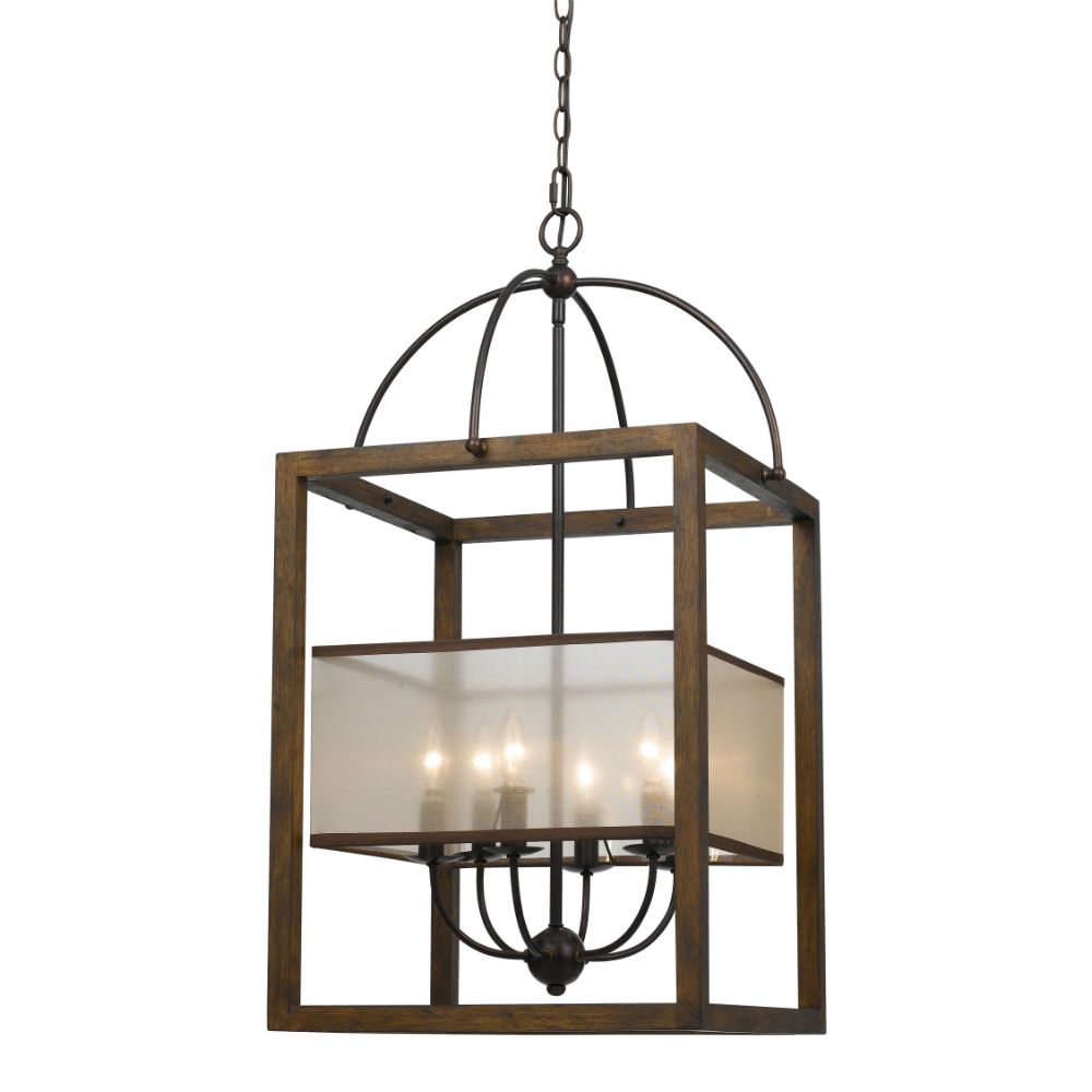 Cal Lighting FX-3536/6L Mission 6 Light Pendant with Organza Shade